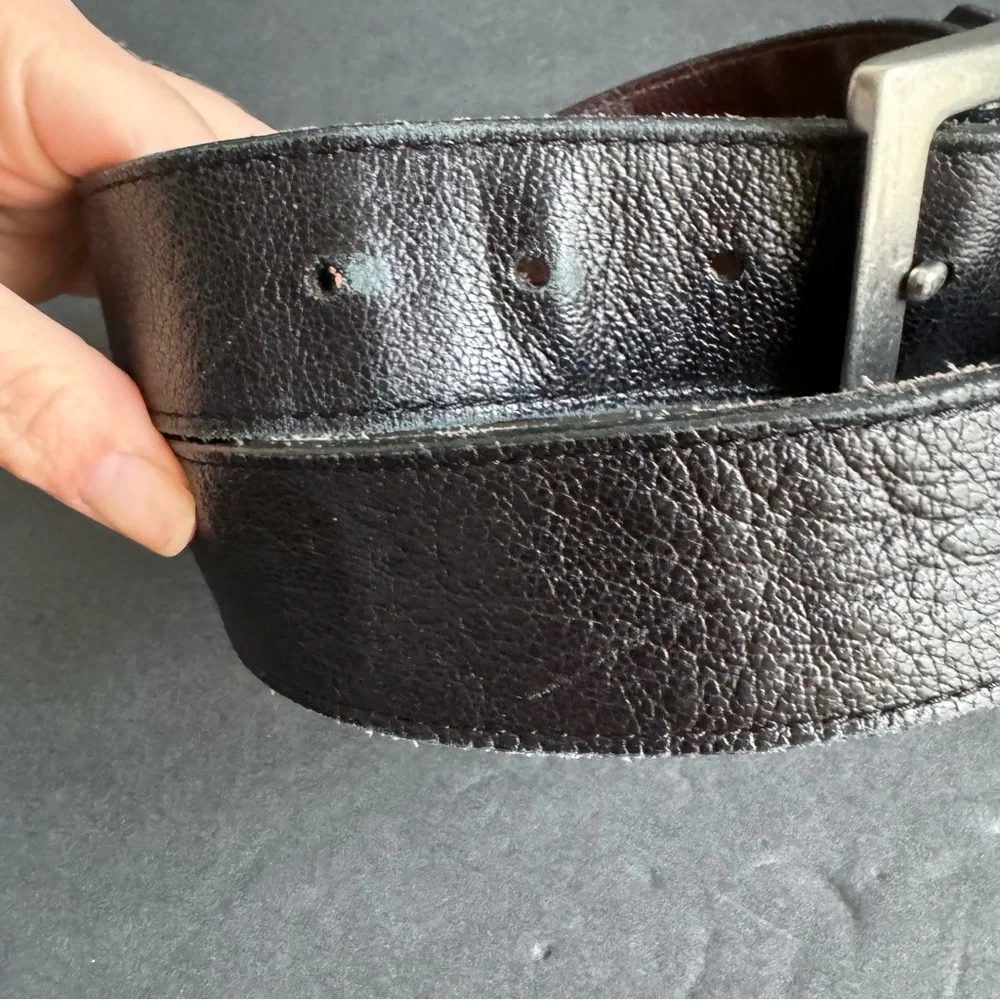 Red Wing Reversible Belt Black‎ Brown Leather Unisex Dress Belt Silver Buckle 36